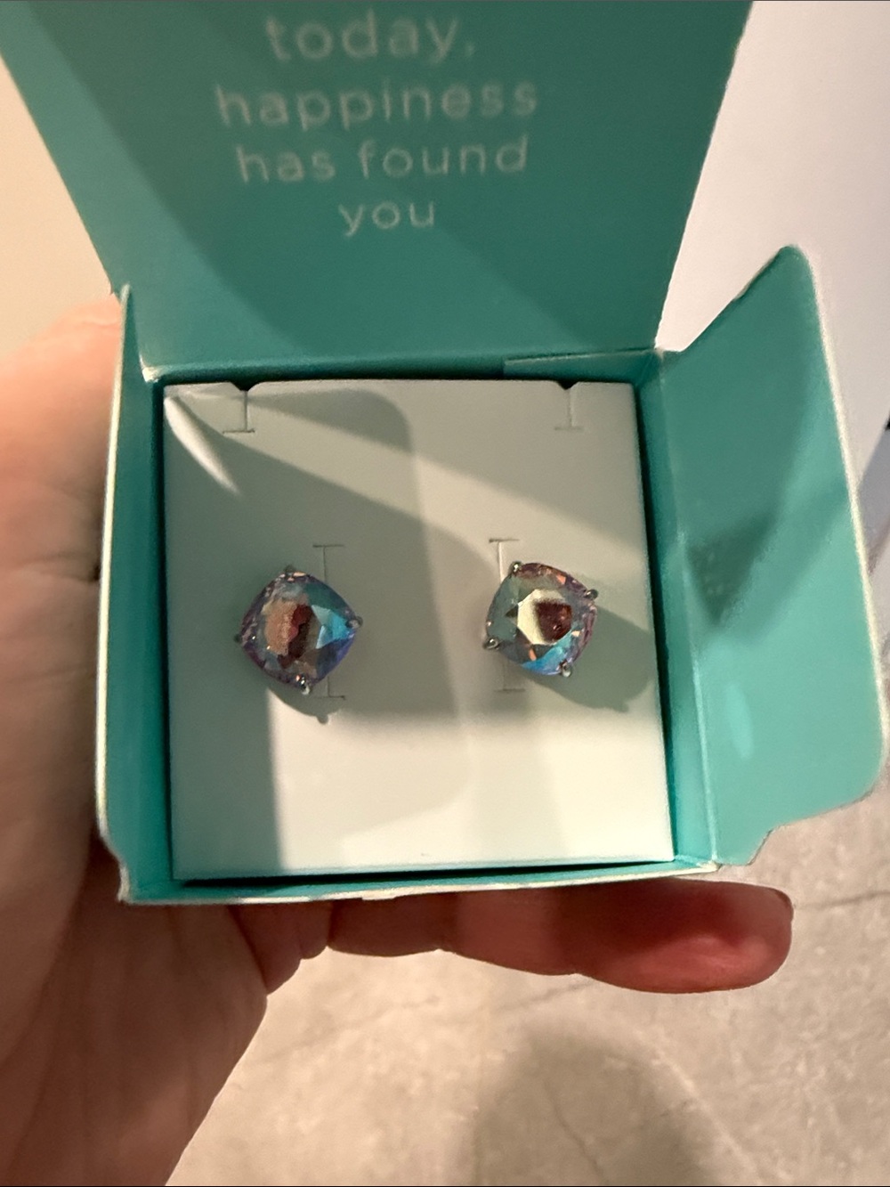 Origami Owl Iridescent Blue and Purple Cushion Stud Earrings